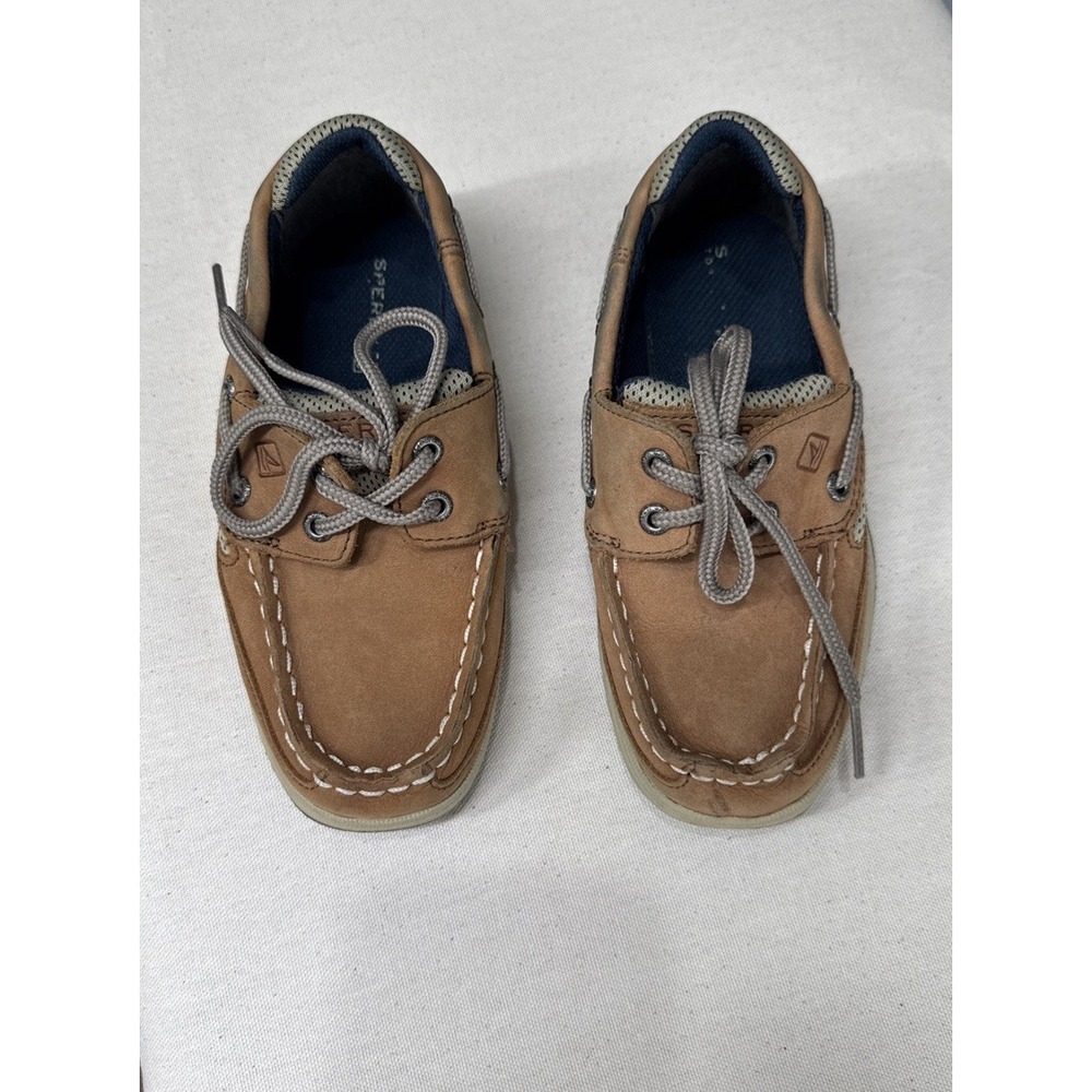 Sperry Top-Sider Kids Lanyard Leather Boat Shoes Tan Brown Size 13M